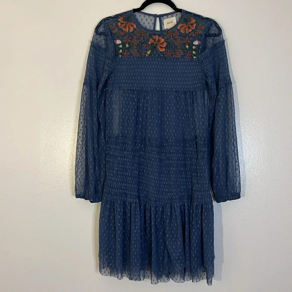 Maeve | Anthropologie Sarama embroidered swiss dot tunic dress Women’s size XS - Picture 2 of 13